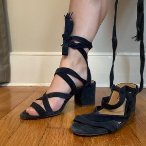 Lucky brand blue suede tie up heals
